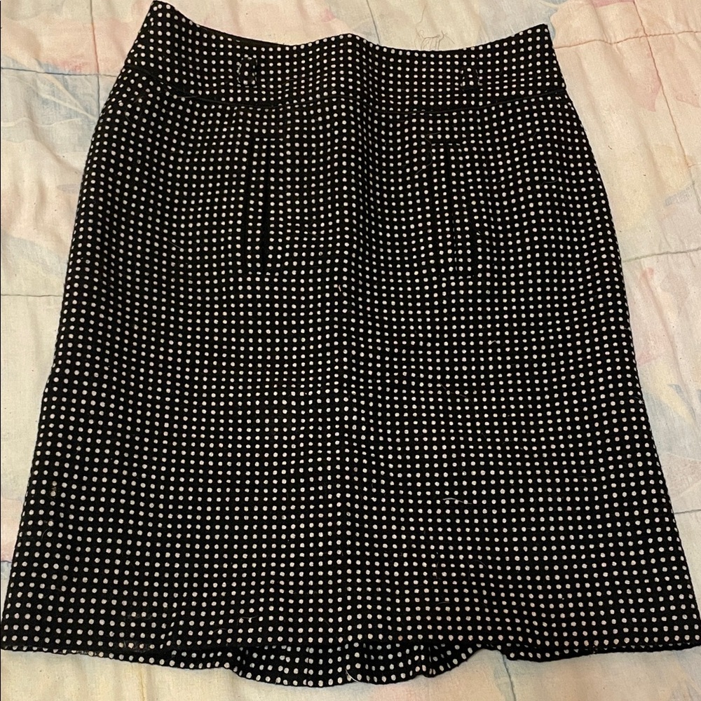 Ann Taylor Black Skirt with White Polka Dots